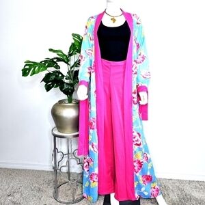 Chiffon Kaftan Robe Duster Two Piece Pant Set / Long Abay…
